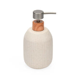 Ribbed Stoneware Bath Accessories Set of 3- Cream