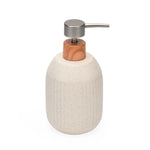 Ribbed Stoneware Bath Accessories Set of 3- Cream