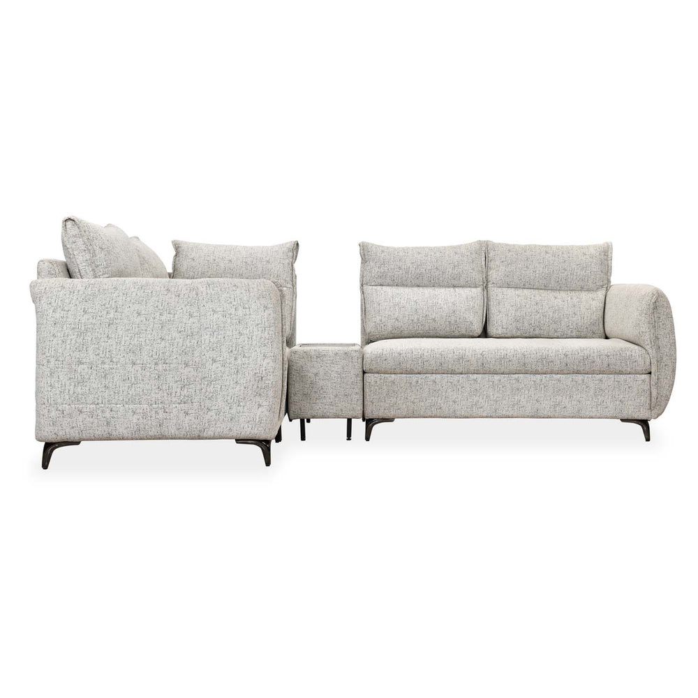 Infinia 2+1+1 Seater Fabric Sofa Set with Right Corner Sofa and Rectangle Console- Off White