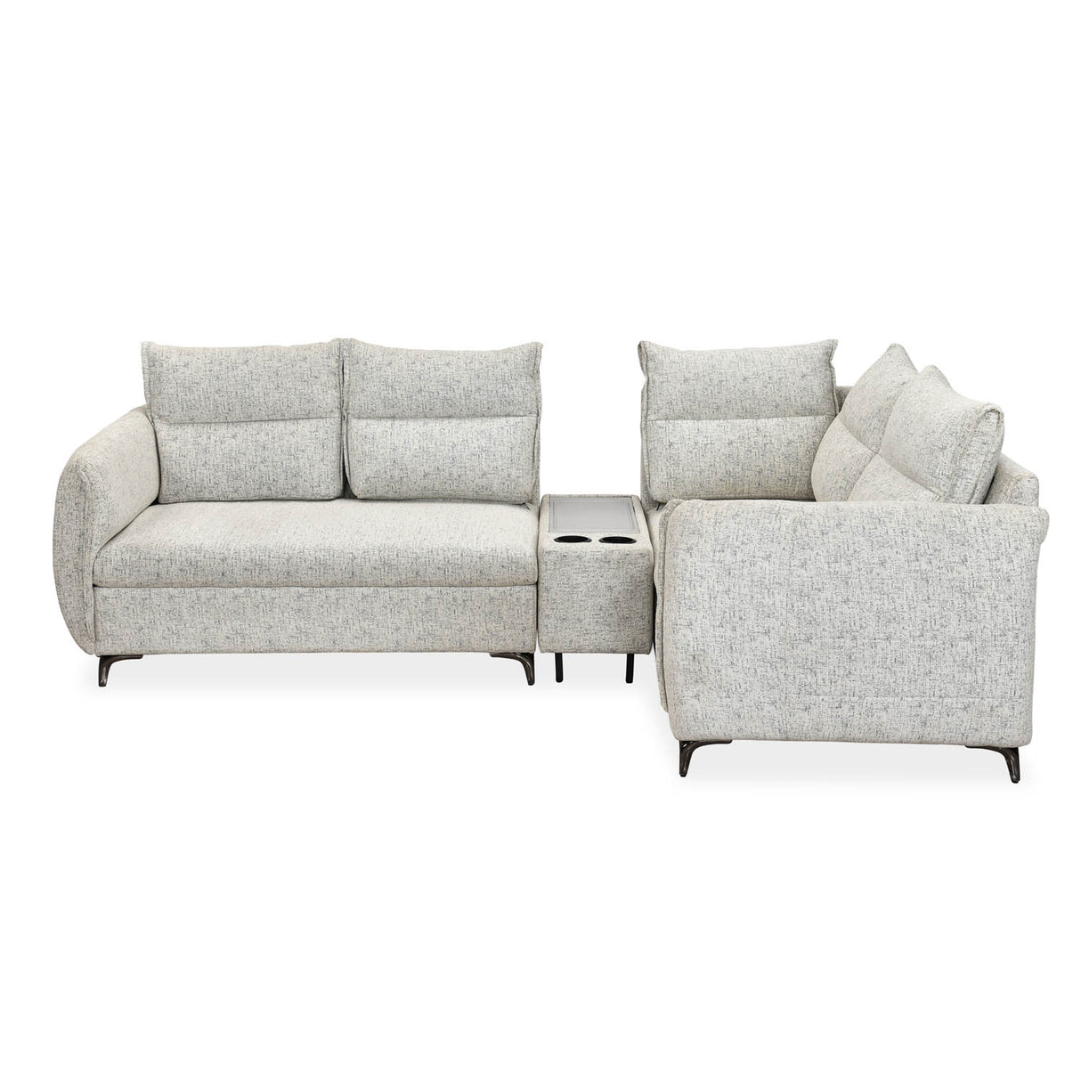 Infinia 2+1+1 Seater Fabric Sofa Set with Left Corner Sofa and Rectangle Console- Off White