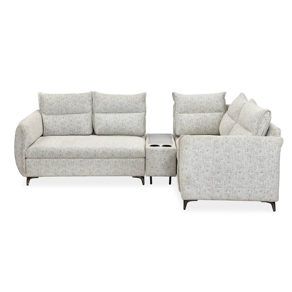 Infinia 2+1+1 Seater Fabric Sofa Set with Left Corner Sofa and Rectangle Console- Off White