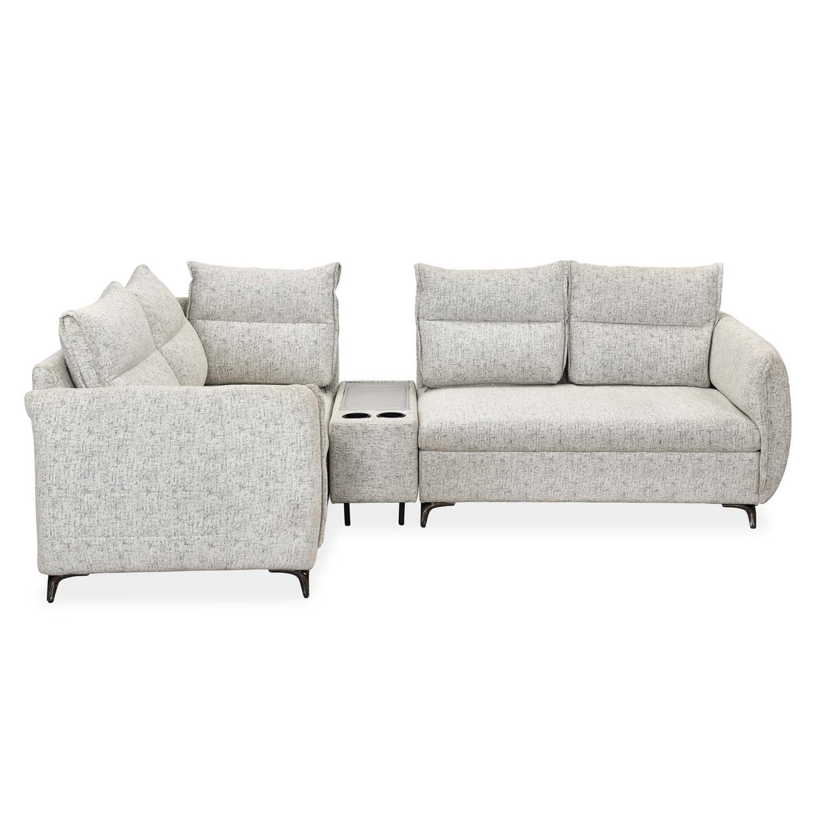 Infinia 2+1+1 Seater Fabric Sofa Set with Right Corner Sofa and Rectangle Console- Off White