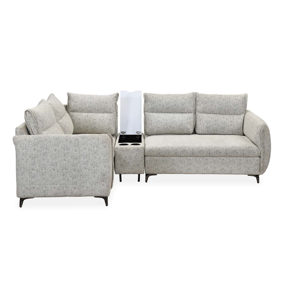 Infinia 2+1+1 Seater Fabric Sofa Set with Right Corner Sofa and Rectangle Console- Off White
