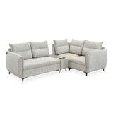 Infinia 2+1+1 Seater Fabric Sofa Set with Left Corner Sofa and Rectangle Console- Off White