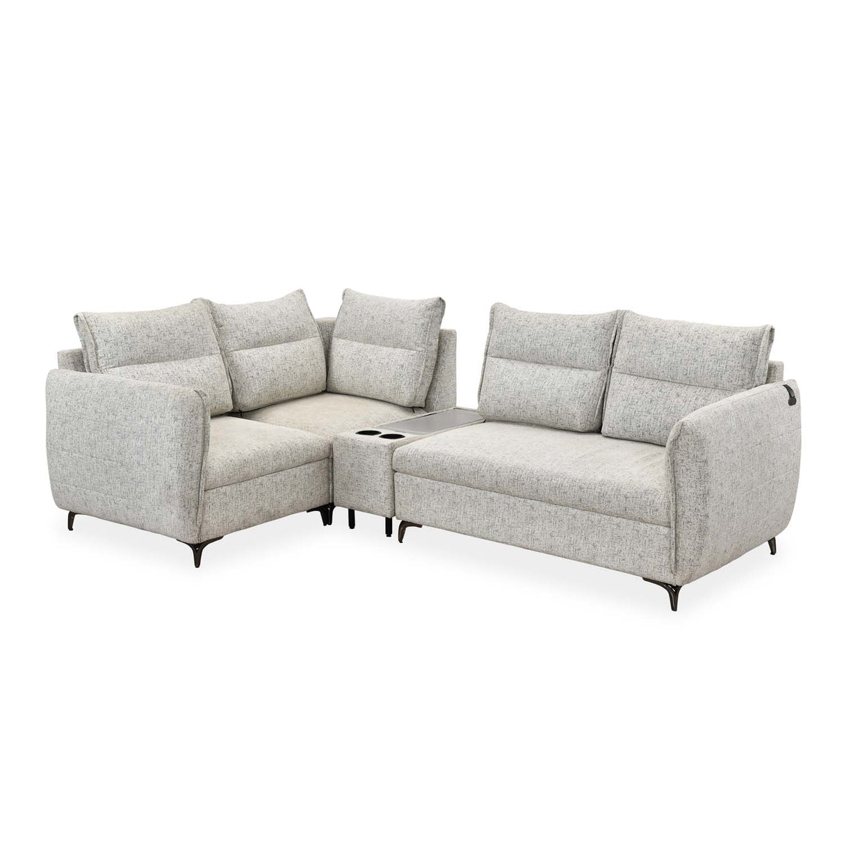 Infinia 2+1+1 Seater Fabric Sofa Set with Right Corner Sofa and Rectangle Console- Off White