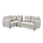 Infinia 2+1+1 Seater Fabric Sofa Set with Right Corner Sofa and Rectangle Console- Off White