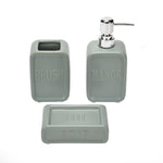 Square Stoneware Bath Accessories Set of 3- Green