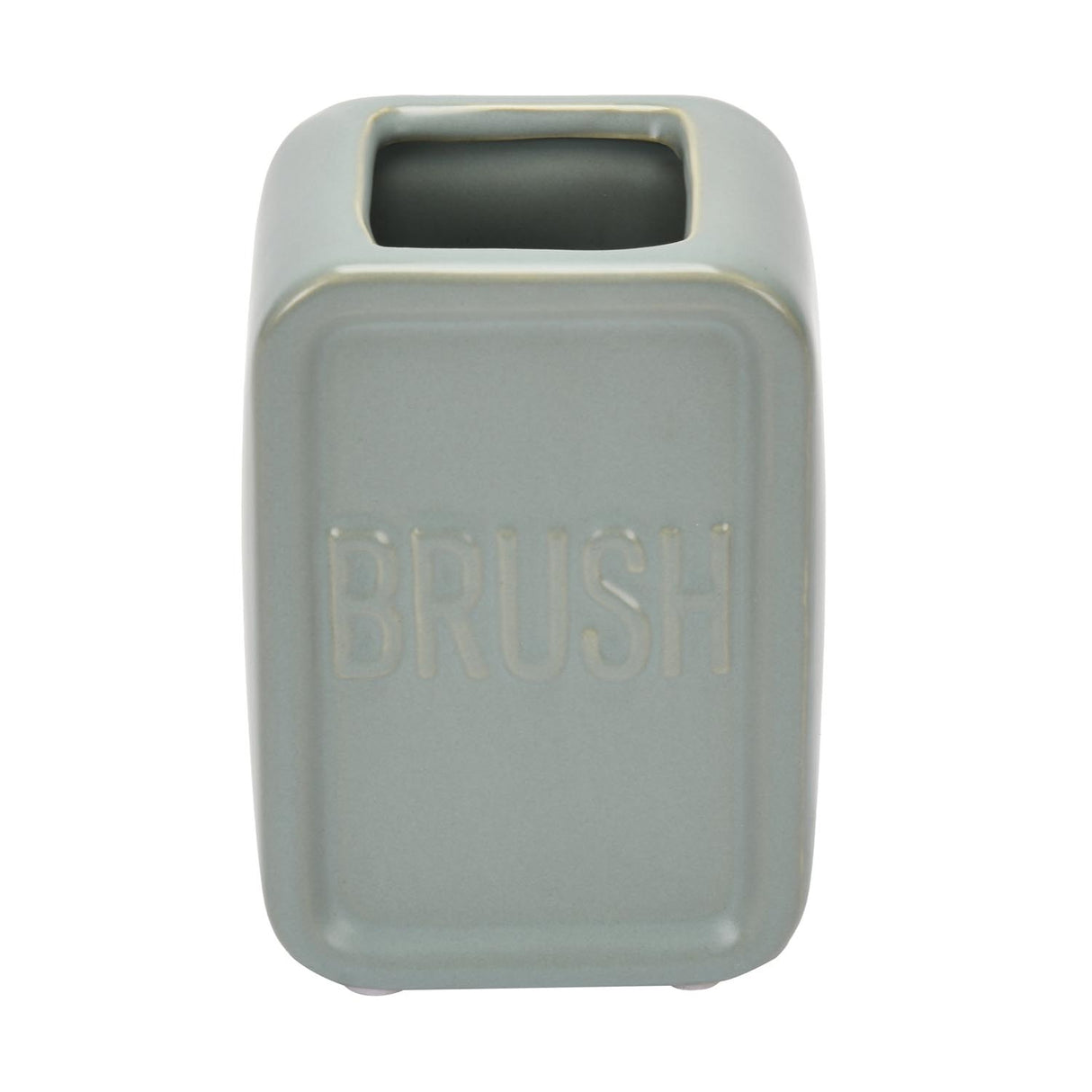 Square Stoneware Bath Accessories Set of 3- Green