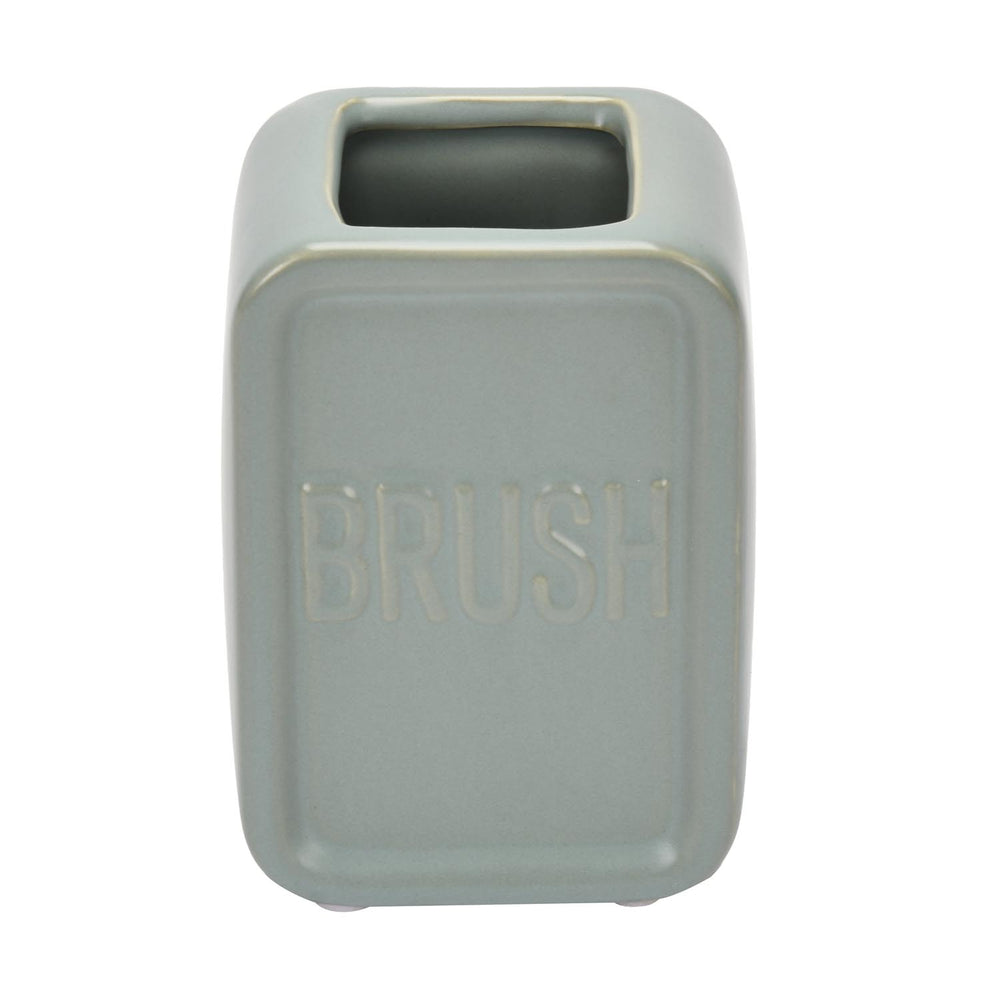 Square Stoneware Bath Accessories Set of 3- Green