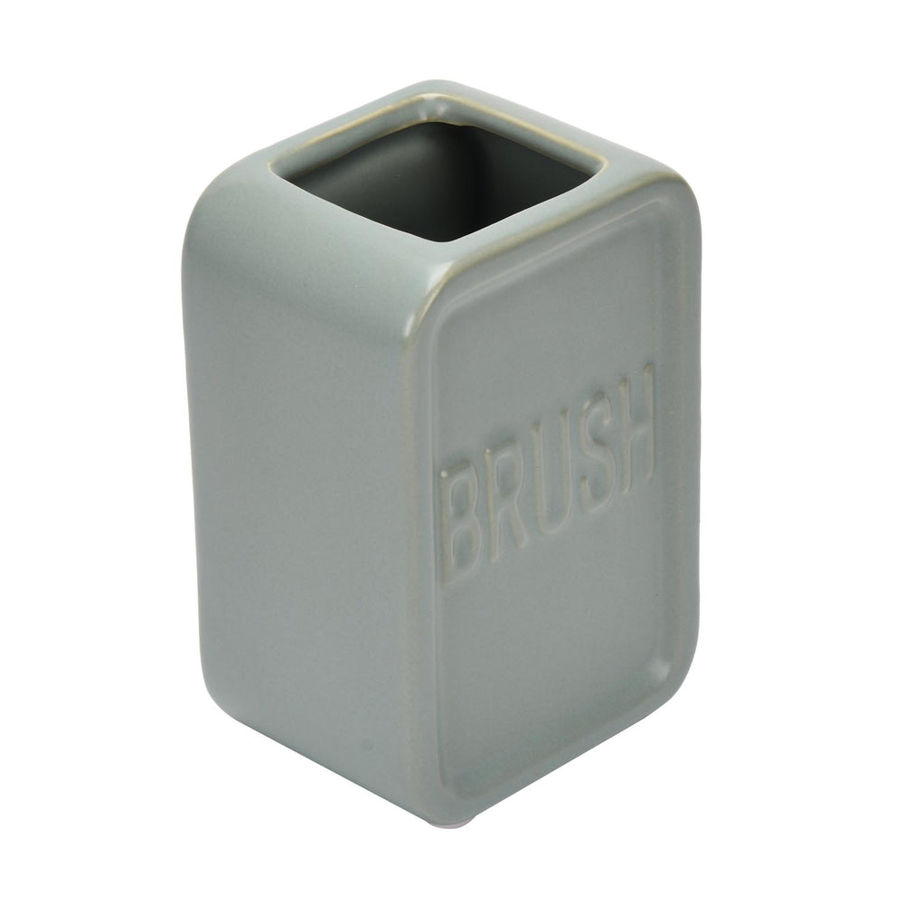 Square Stoneware Bath Accessories Set of 3- Green