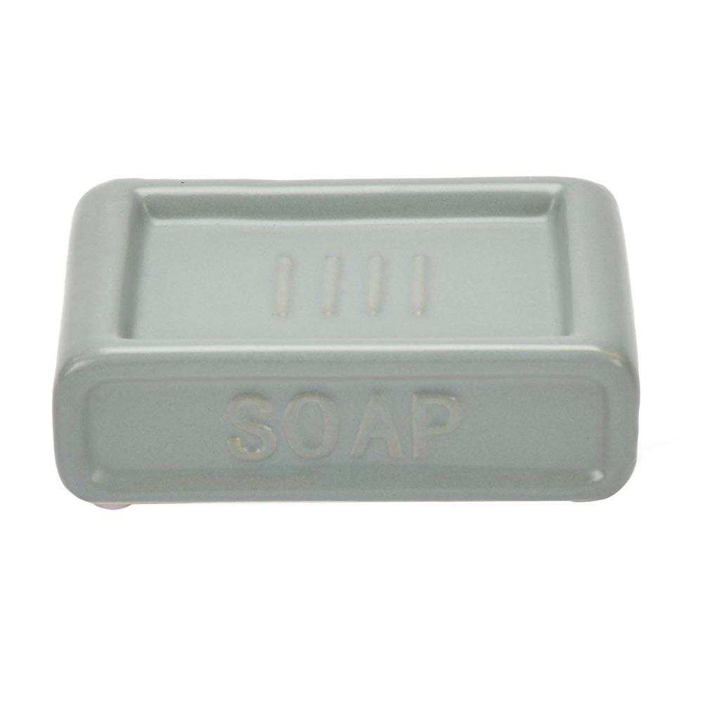 Square Stoneware Bath Accessories Set of 3- Green