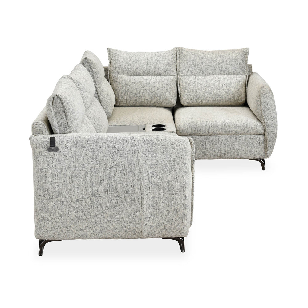 Infinia 2+1+1 Seater Fabric Sofa Set with Left Corner Sofa and Rectangle Console- Off White