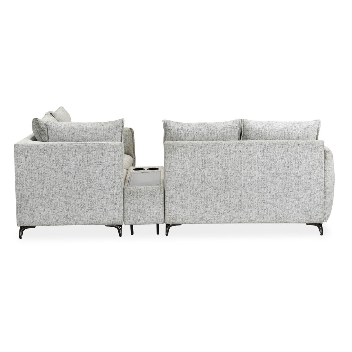 Infinia 2+1+1 Seater Fabric Sofa Set with Left Corner Sofa and Rectangle Console- Off White