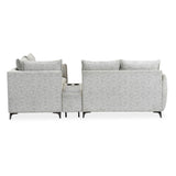 Infinia 2+1+1 Seater Fabric Sofa Set with Left Corner Sofa and Rectangle Console- Off White