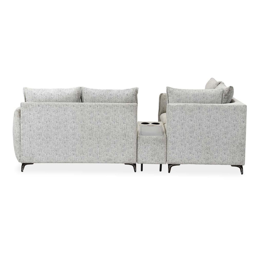 Infinia 2+1+1 Seater Fabric Sofa Set with Right Corner Sofa and Rectangle Console- Off White