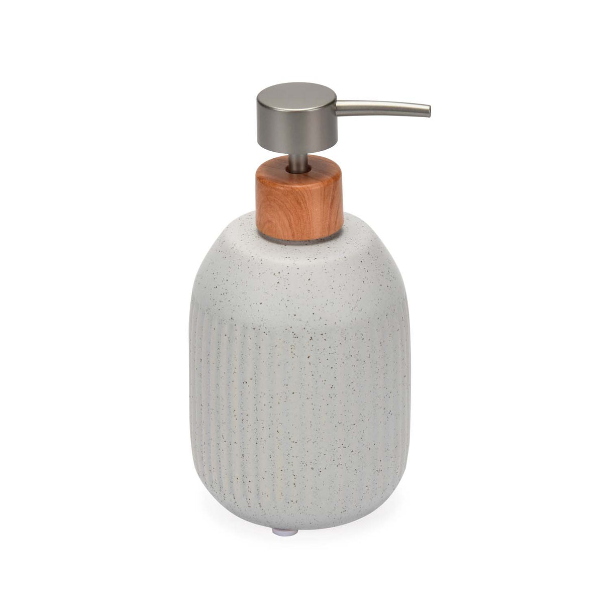 Ribbed Stoneware Bath Accessories Set of 3- Grey