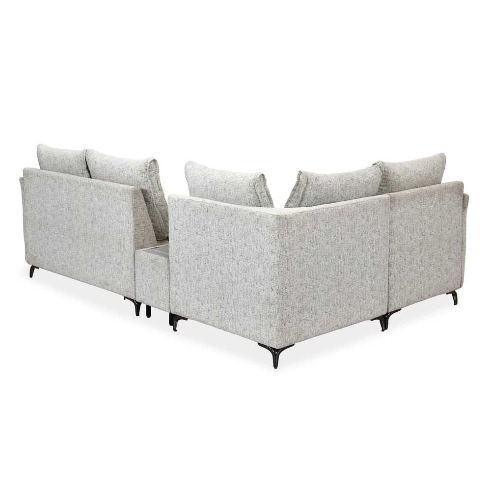 Infinia 2+1+1 Seater Fabric Sofa Set with Right Corner Sofa and Rectangle Console- Off White
