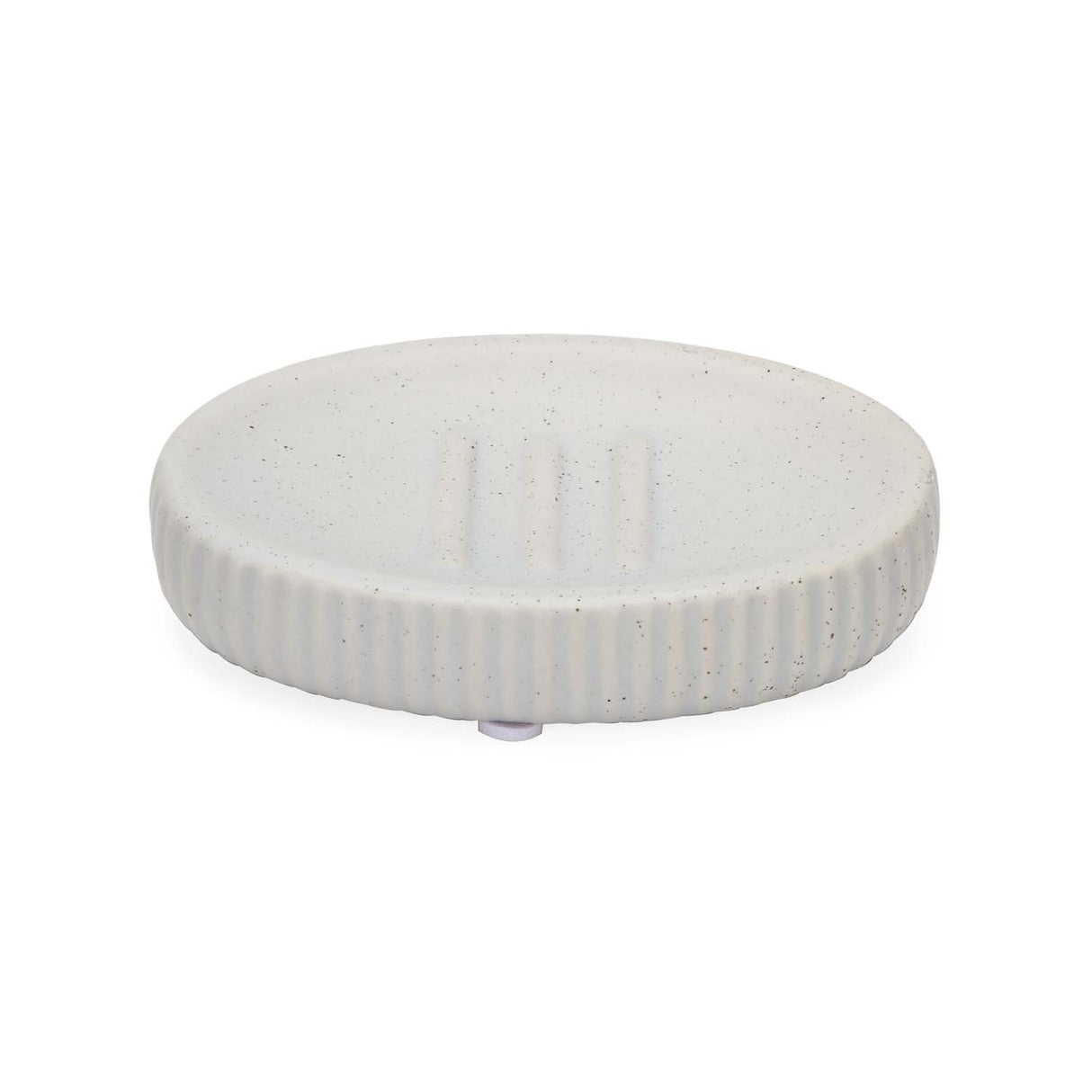 Ribbed Stoneware Bath Accessories Set of 3- Grey