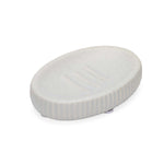 Ribbed Stoneware Bath Accessories Set of 3- Grey