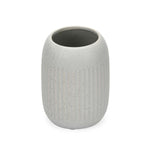 Ribbed Stoneware Bath Accessories Set of 3- Grey