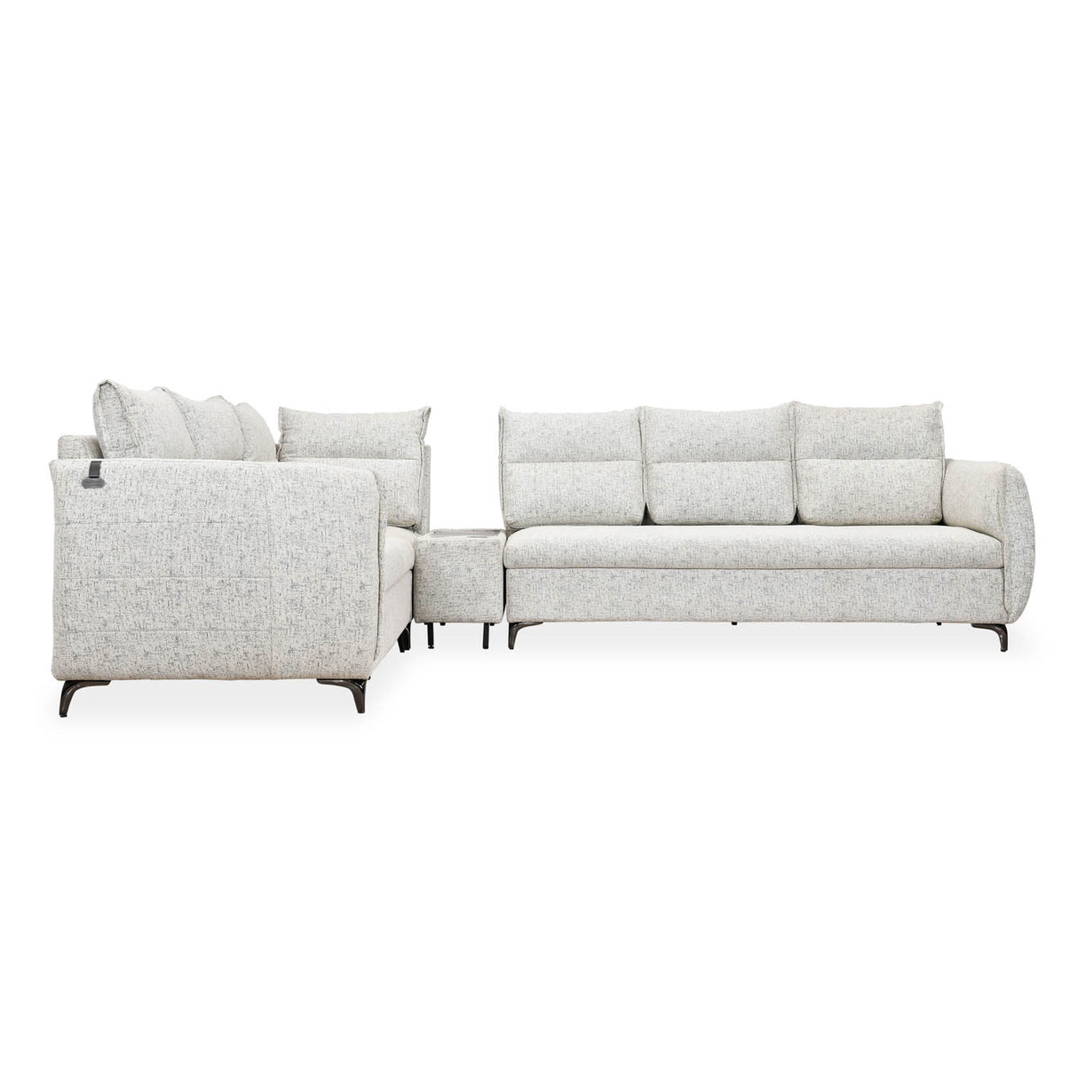 Infinia 3+2+1 Seater Fabric Sofa Set with Right Corner Sofa and Rectangle Console- Off White