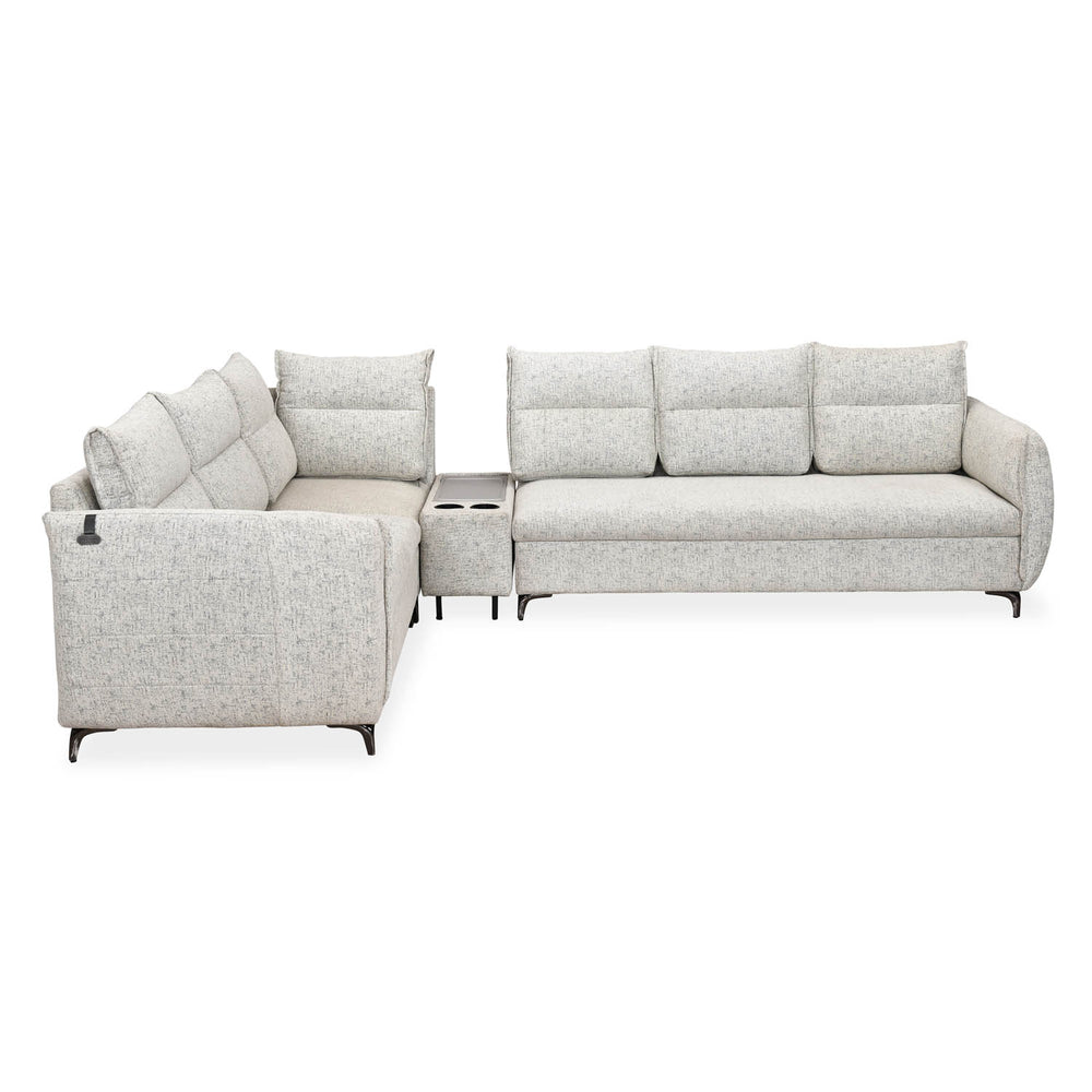 Infinia 3+2+1 Seater Fabric Sofa Set with Right Corner Sofa and Rectangle Console- Off White