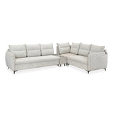 Infinia 3+2+1 Seater Fabric Sofa Set with Left Corner Sofa and Rectangle Console- Off White