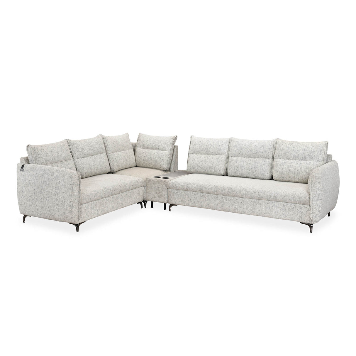 Infinia 3+2+1 Seater Fabric Sofa Set with Right Corner Sofa and Rectangle Console- Off White