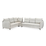 Infinia 3+2+1 Seater Fabric Sofa Set with Right Corner Sofa and Rectangle Console- Off White