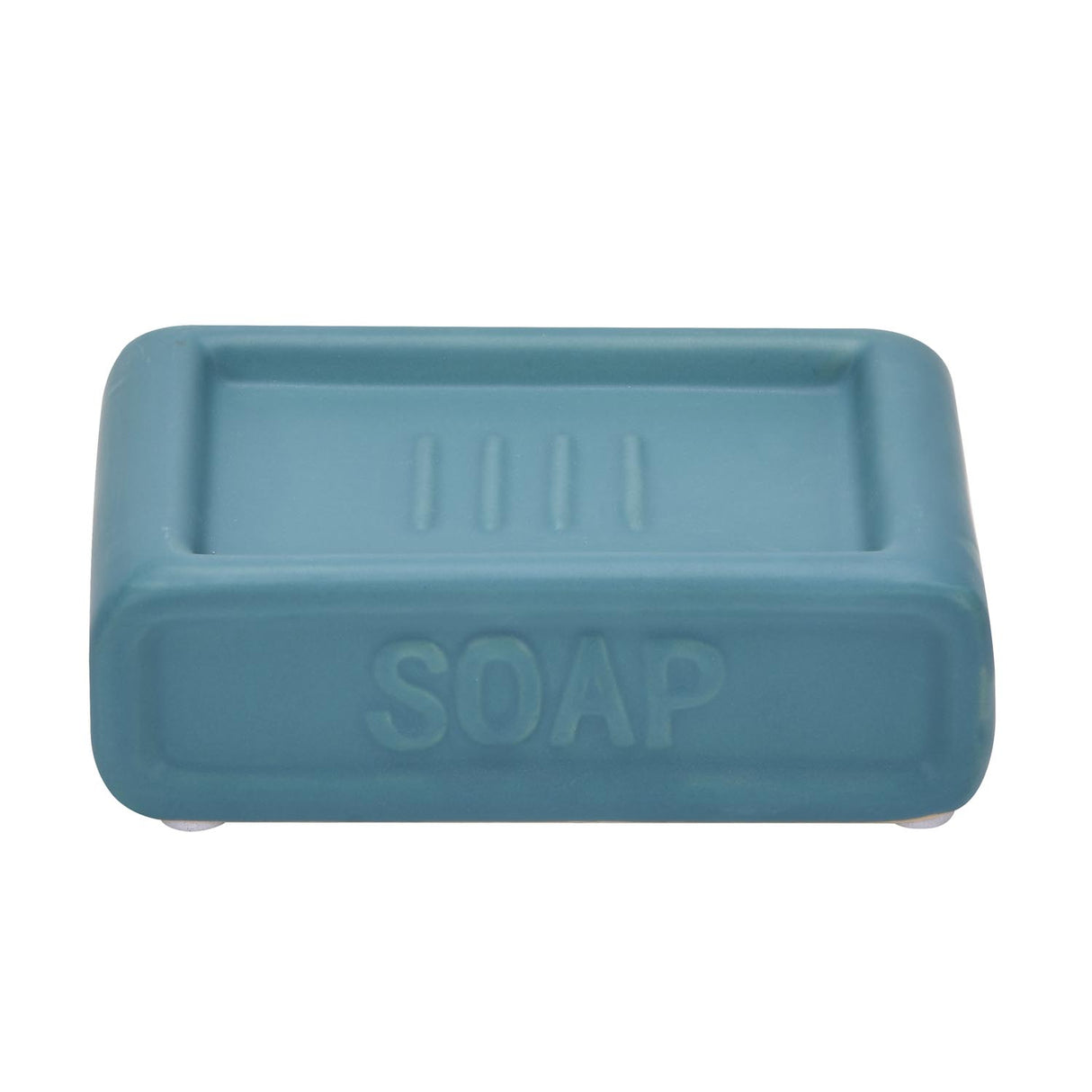 Square Stoneware Bath Accessories Set of 3- Blue