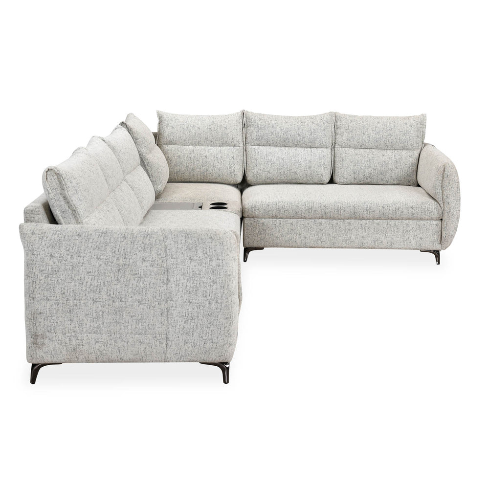 Infinia 3+2+1 Seater Fabric Sofa Set with Left Corner Sofa and Rectangle Console- Off White