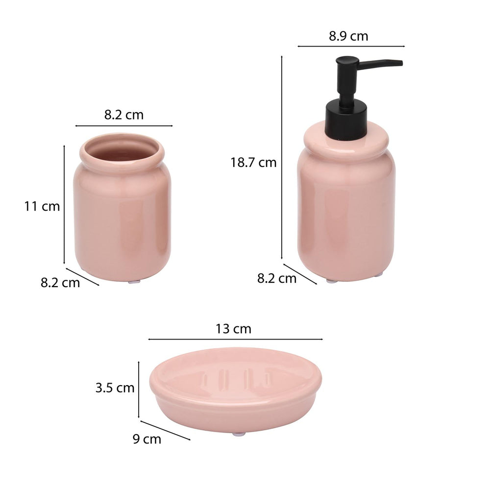 Round Rim Stoneware Batch Accessories Set of 3- Pink
