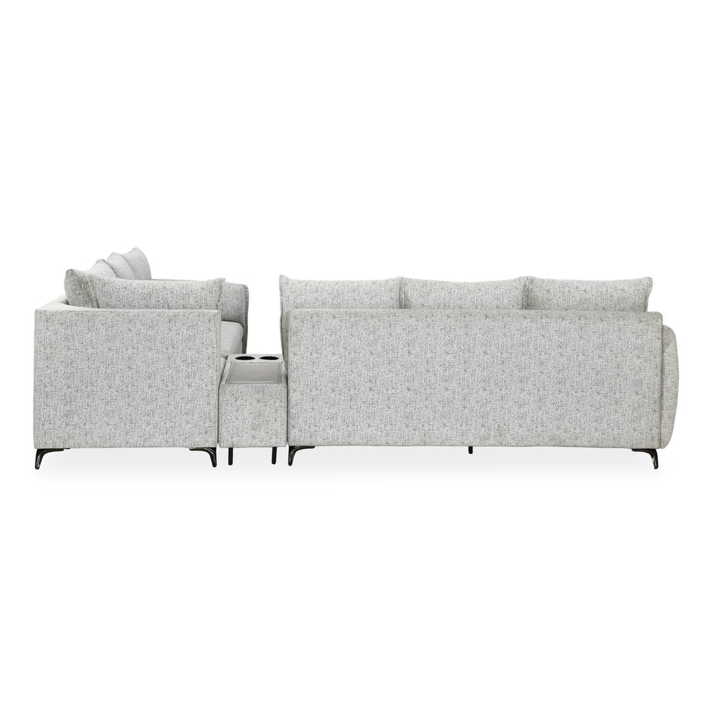 Infinia 3+2+1 Seater Fabric Sofa Set with Left Corner Sofa and Rectangle Console- Off White