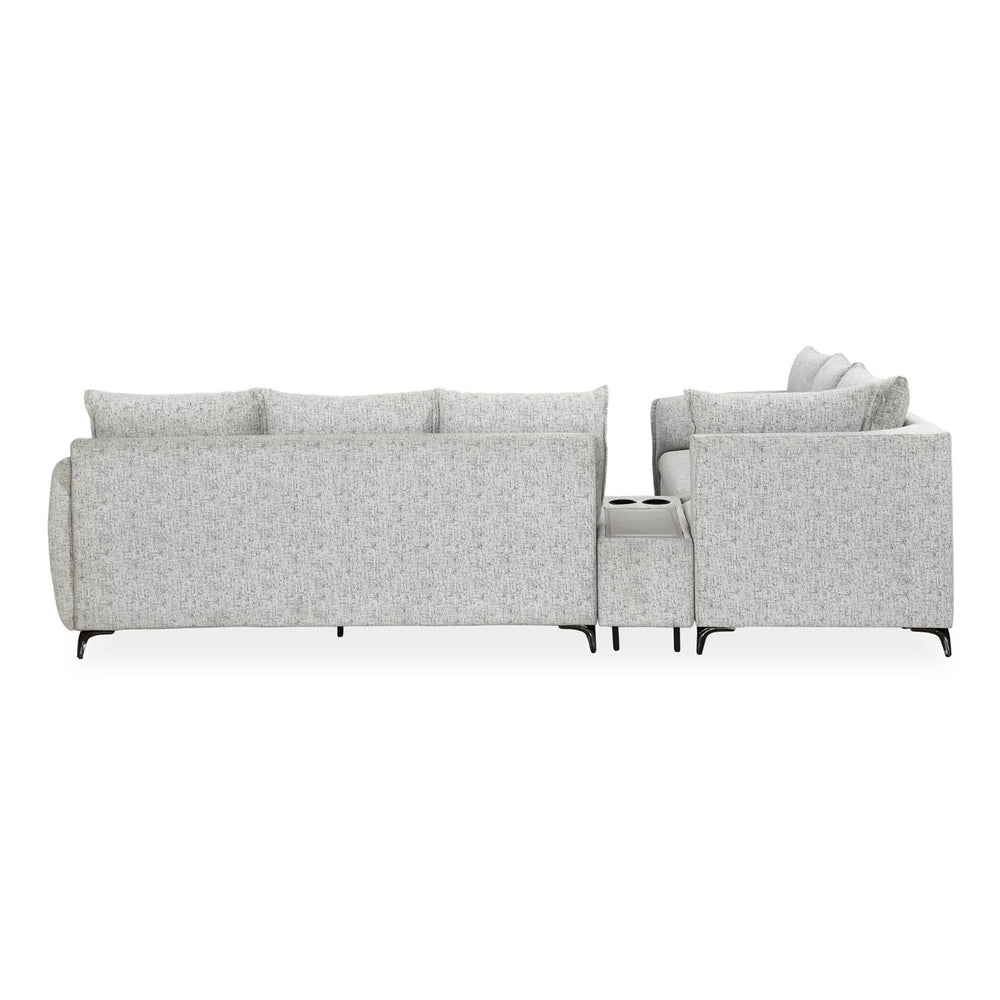 Infinia 3+2+1 Seater Fabric Sofa Set with Right Corner Sofa and Rectangle Console- Off White
