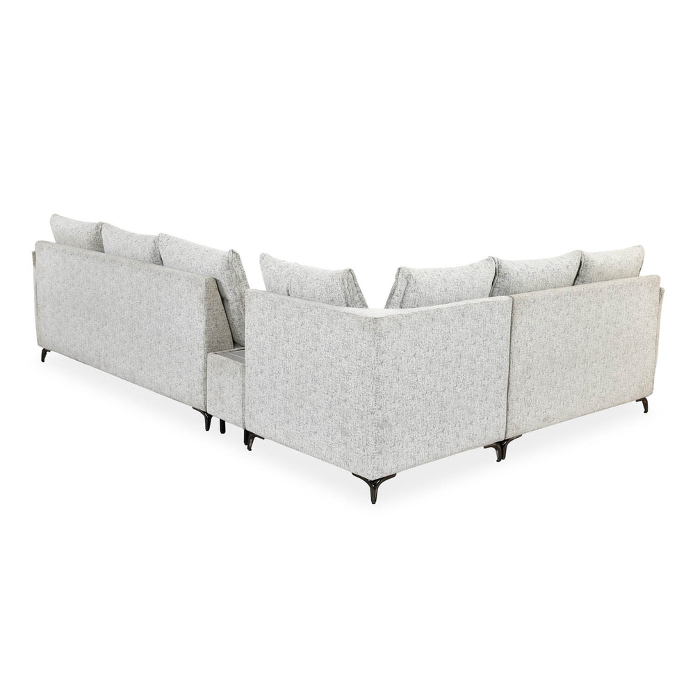 Infinia 3+2+1 Seater Fabric Sofa Set with Right Corner Sofa and Rectangle Console- Off White
