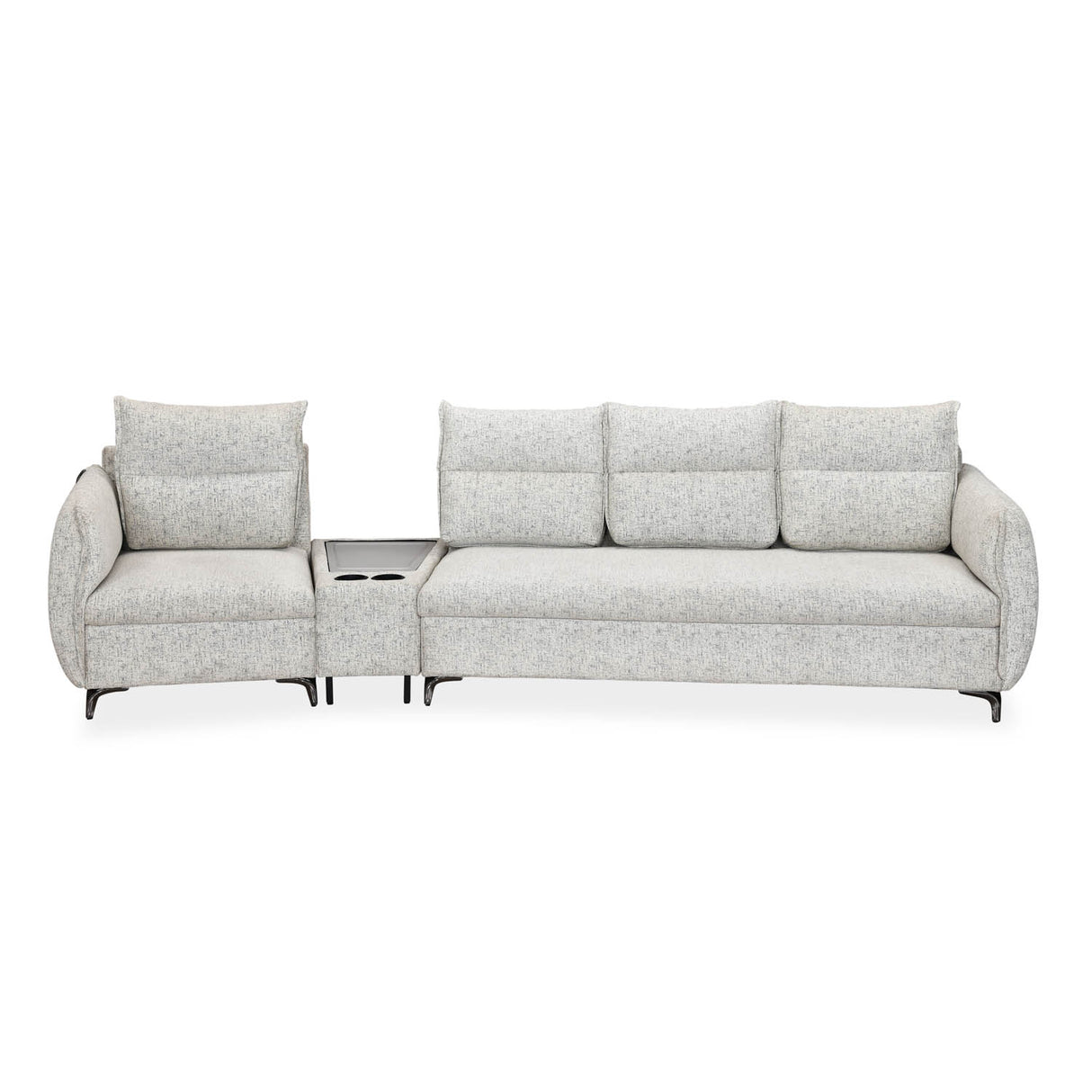 Infinia 1+3 Seater Fabric Sofa Set with Triangle Console- Off White