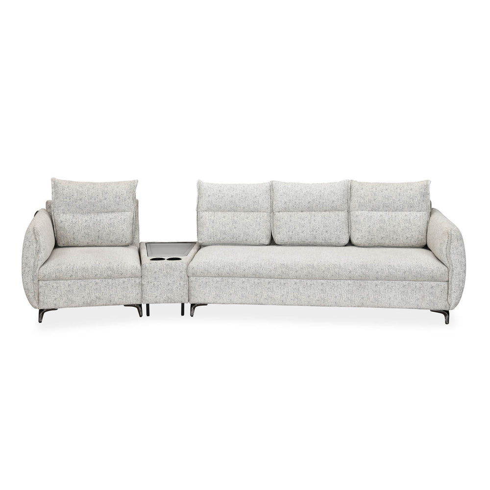Infinia 1+3 Seater Fabric Sofa Set with Triangle Console- Off White