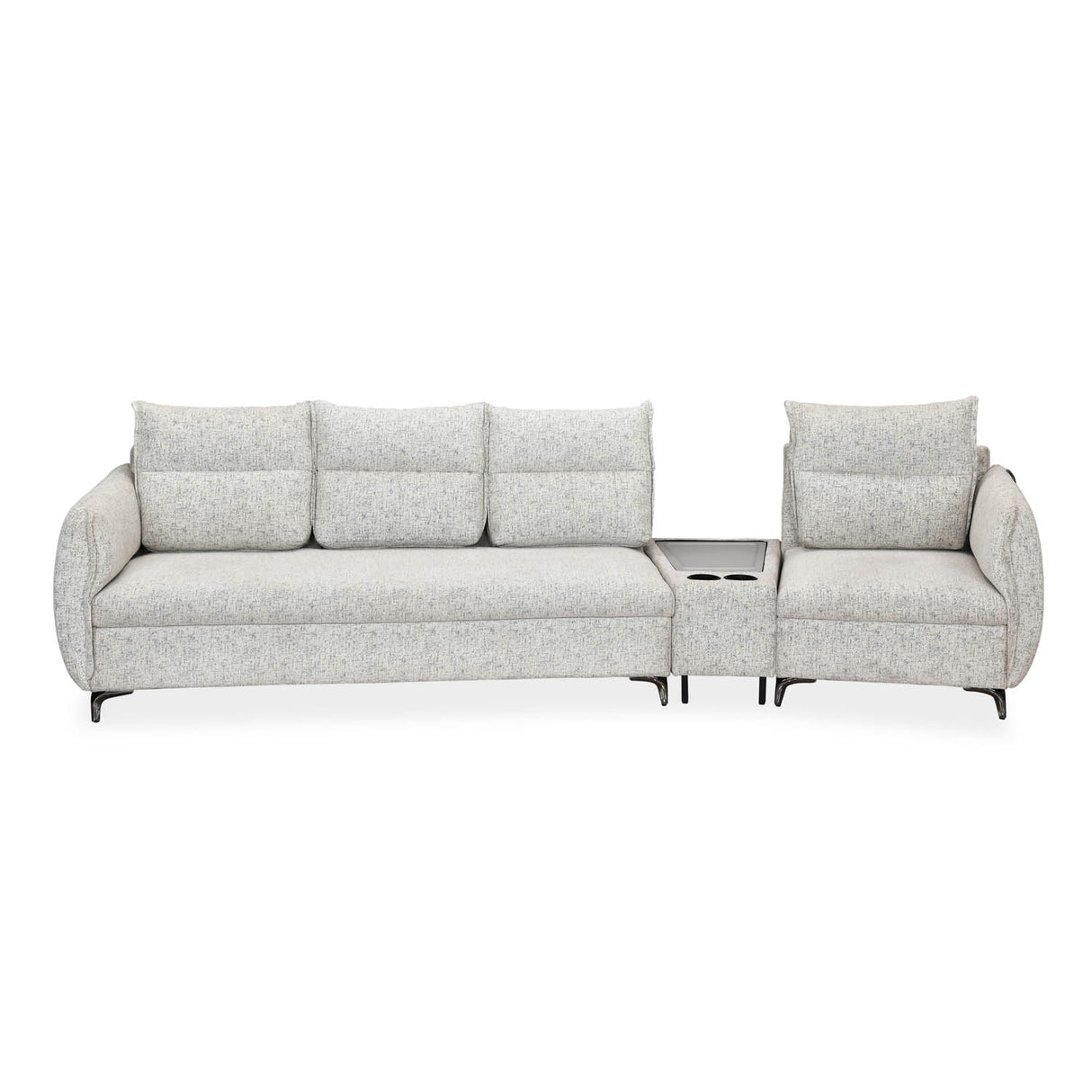 Infinia 3+1 Seater Fabric Sofa Set with Triangle Console- Off White