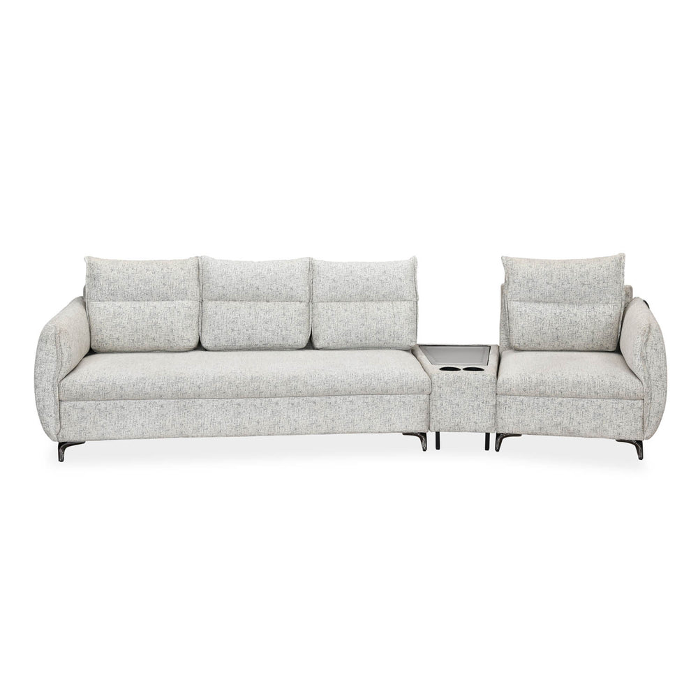 Infinia 3+1 Seater Fabric Sofa Set with Triangle Console- Off White