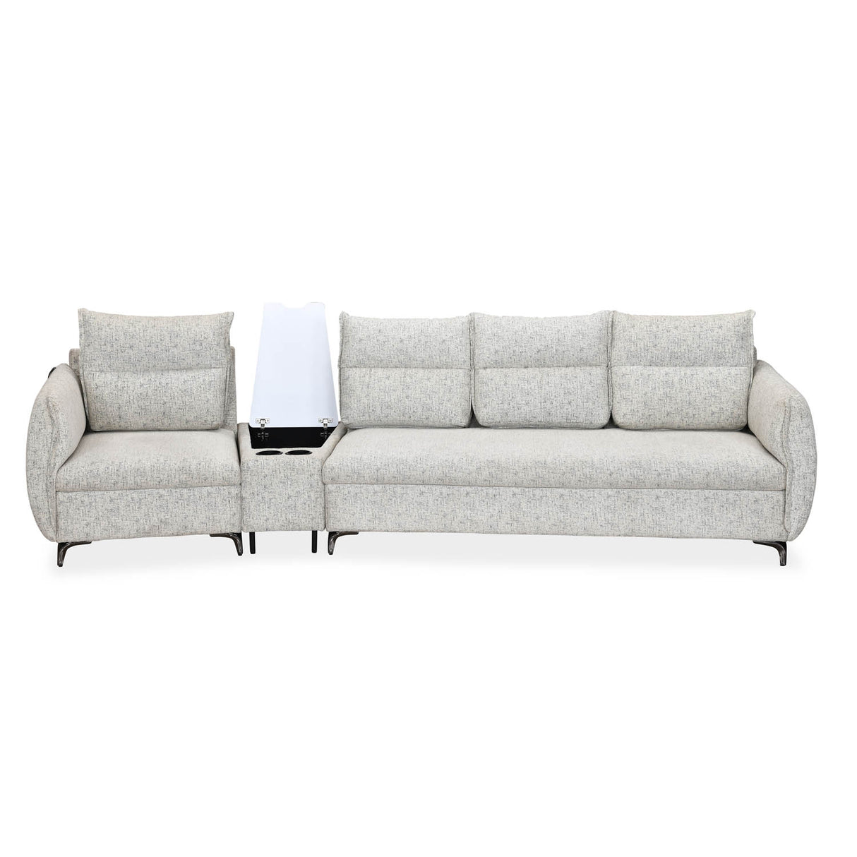 Infinia 1+3 Seater Fabric Sofa Set with Triangle Console- Off White