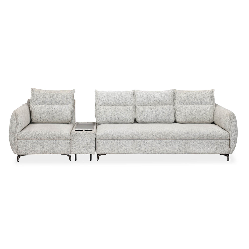Infinia 1+3 Seater Fabric Sofa Set with Rectangle Console- Off White