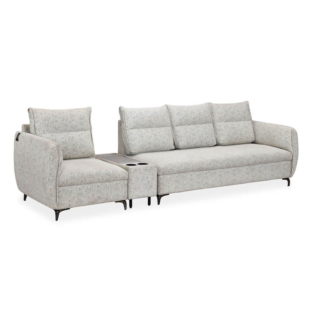 Infinia 1+3 Seater Fabric Sofa Set with Rectangle Console- Off White