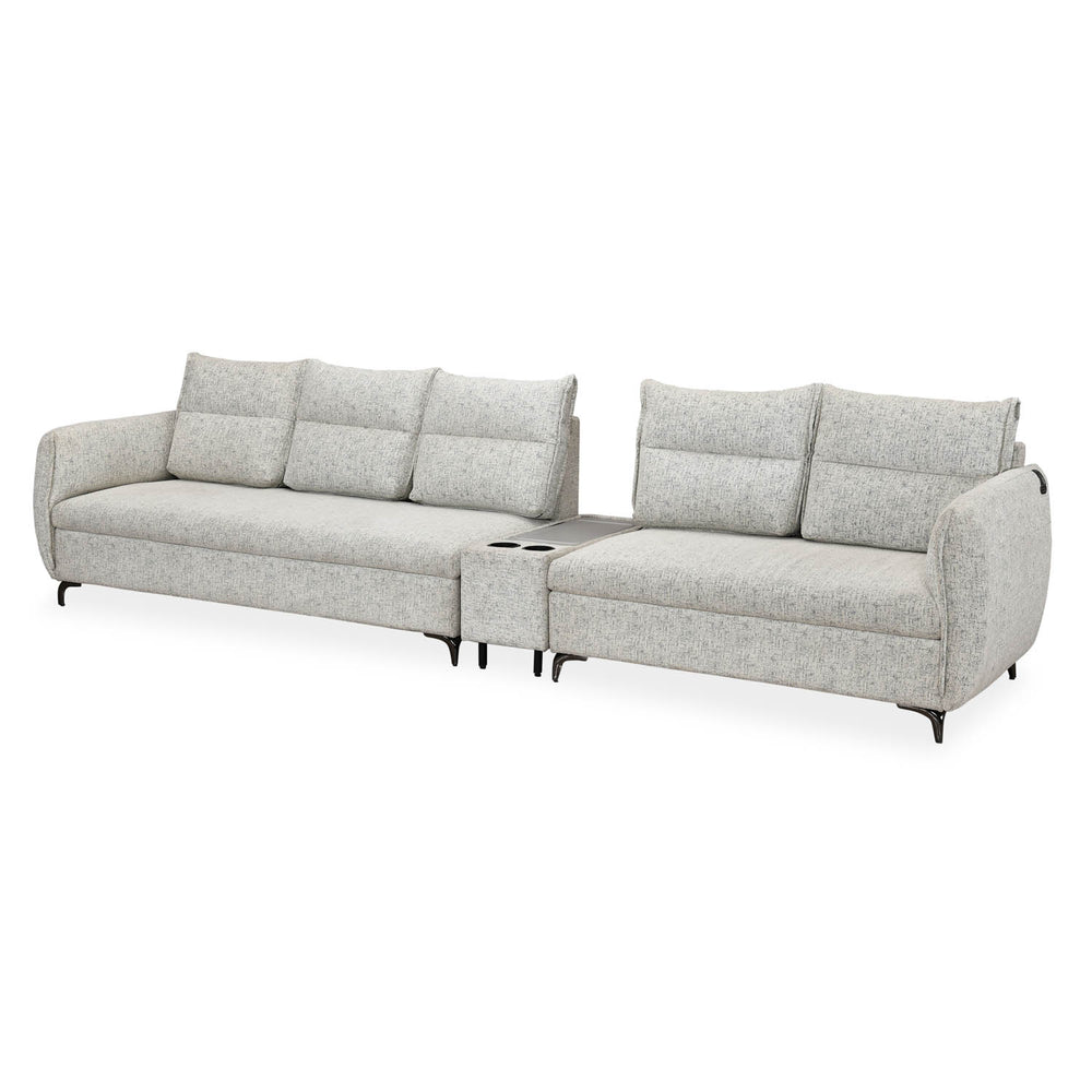 Infinia 3+2 Seater Fabric Sofa Set with Rectangle Console- Off White