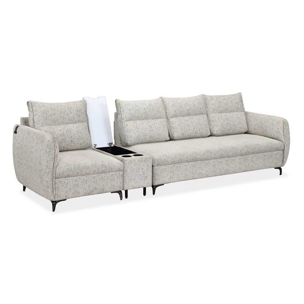 Infinia 1+3 Seater Fabric Sofa Set with Rectangle Console- Off White