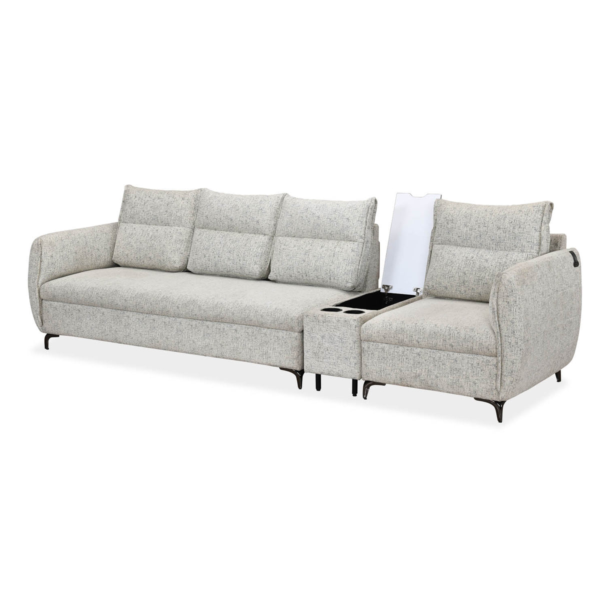Infinia 3+1 Seater Fabric Sofa Set with Rectangle Console- Off White