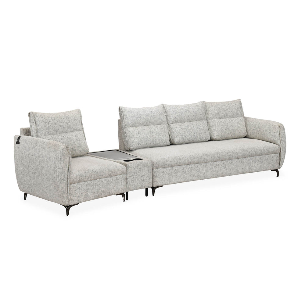 Infinia 1+3 Seater Fabric Sofa Set with Triangle Console- Off White