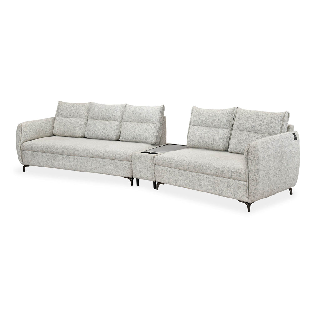 Infinia 3+2 Seater Fabric Sofa Set with Triangle Console- Off White