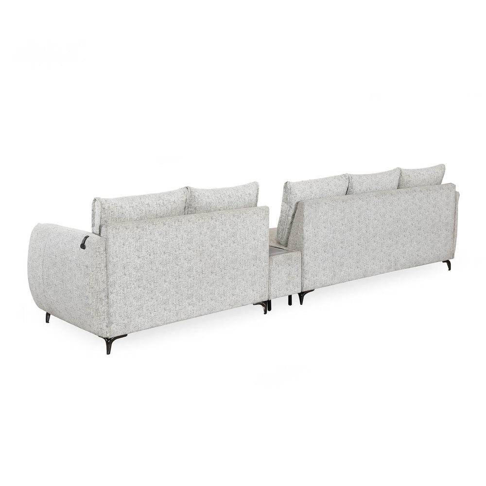 Infinia 3+2 Seater Fabric Sofa Set with Rectangle Console- Off White