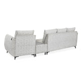 Infinia 3+1 Seater Fabric Sofa Set with Triangle Console- Off White