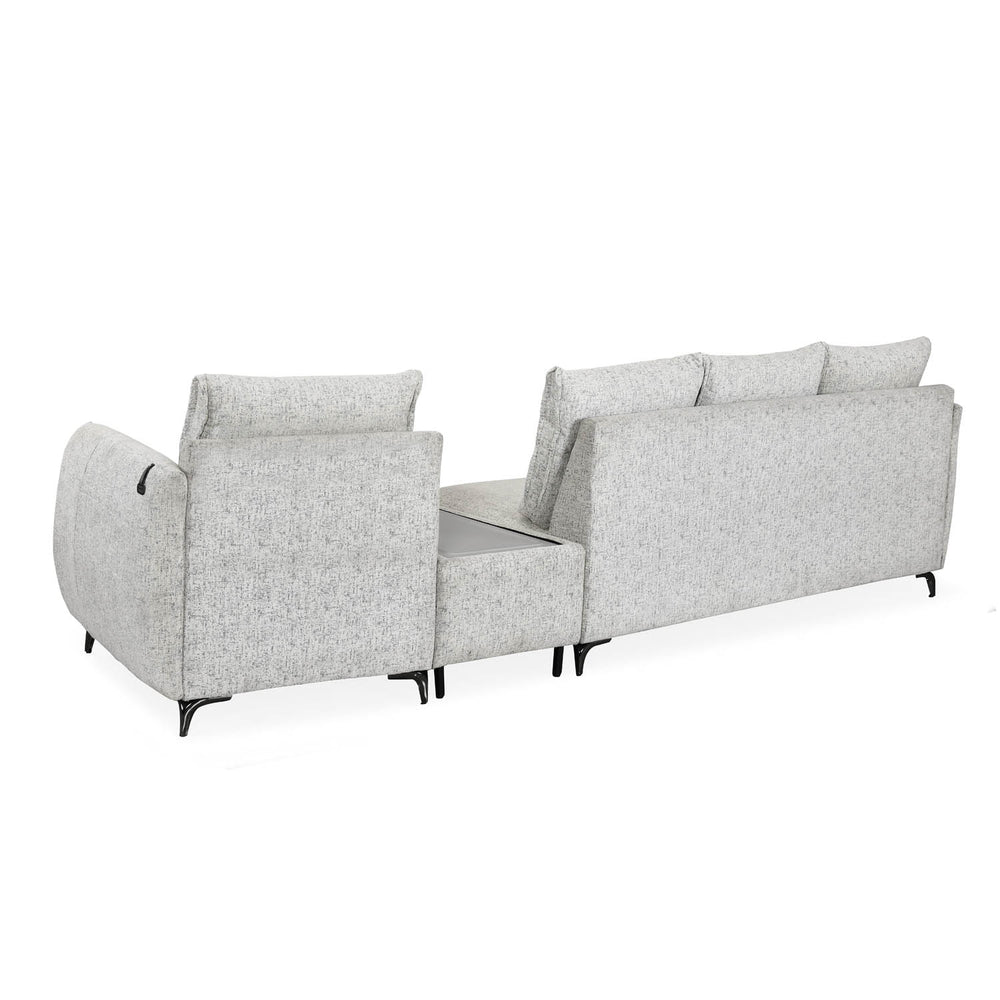 Infinia 3+1 Seater Fabric Sofa Set with Triangle Console- Off White